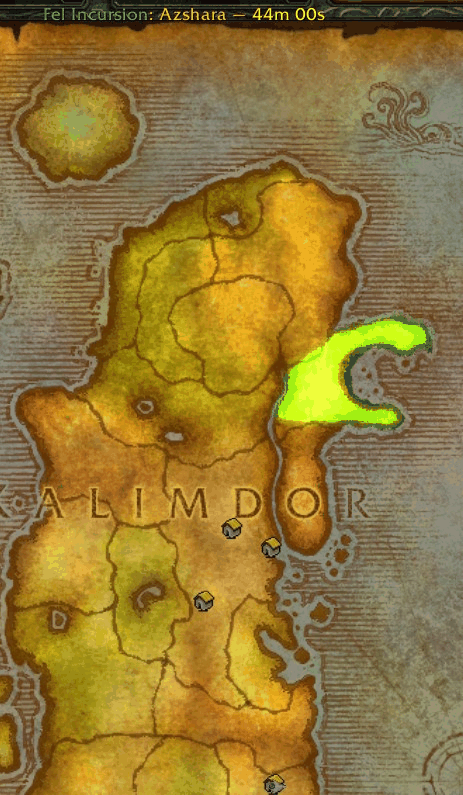 Incursion world map overlay showing active zone with live countdown